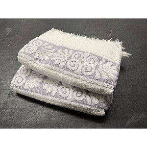 2 Vintage Cannon Monticello Purple Lavender Hand Towels Santa Cruz Sculpted